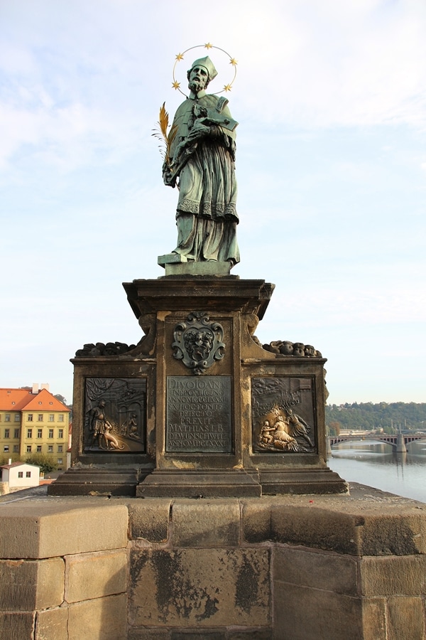 a statue on the Charles Bridge