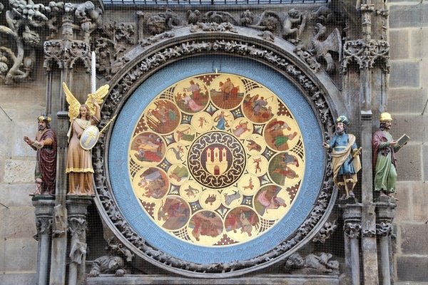 closeup of part of the Prague Astronomical Clock