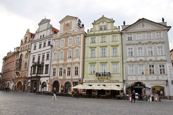 colorful buildings in a Prague square