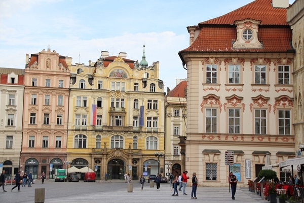 colorful buildings in a Prague square