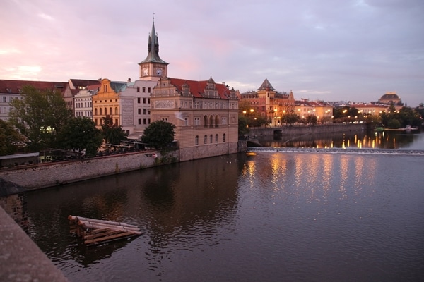 the Vltava River in Prague at dawn