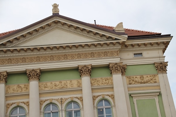 closeup of ornate detailing on an old building