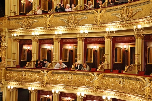 close up of box seats in an opera house