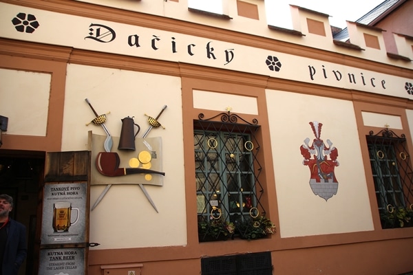 exterior of a medieval Czech restaurant