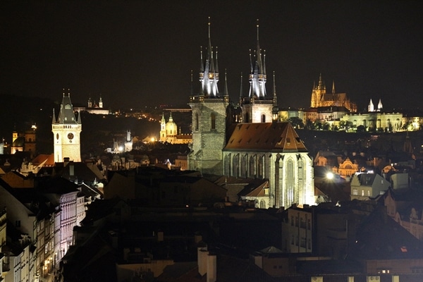 nighttime view of Prague