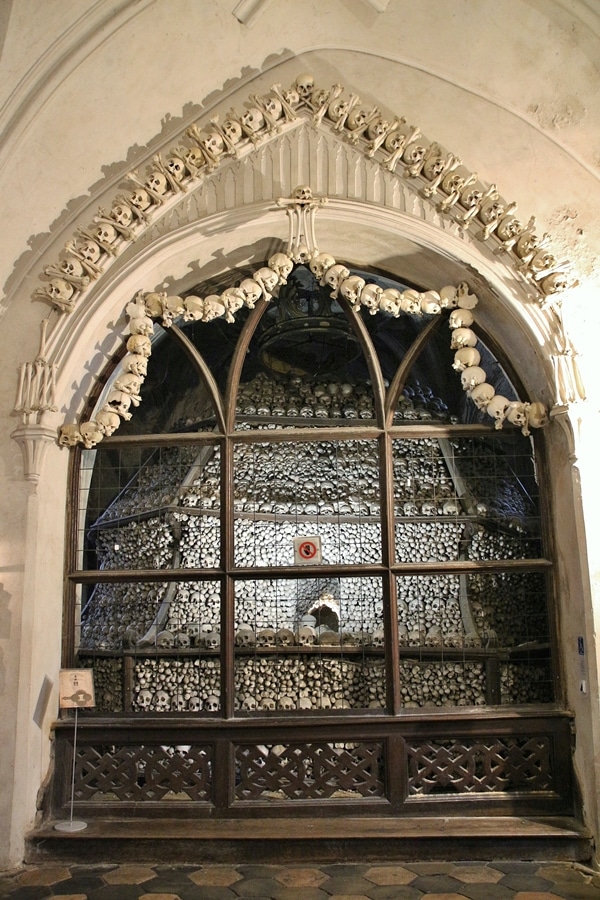 a pyramid made of human bones