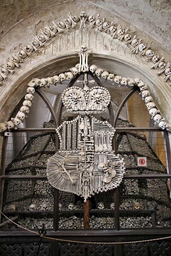 a family shield made of human bones