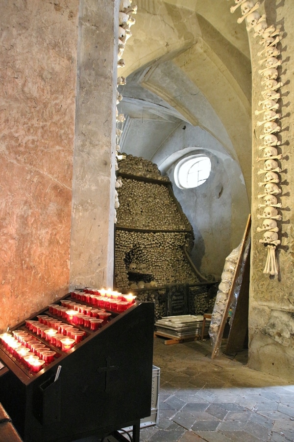 altar in a bone church