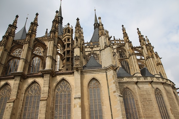 a large stone church with tall windows