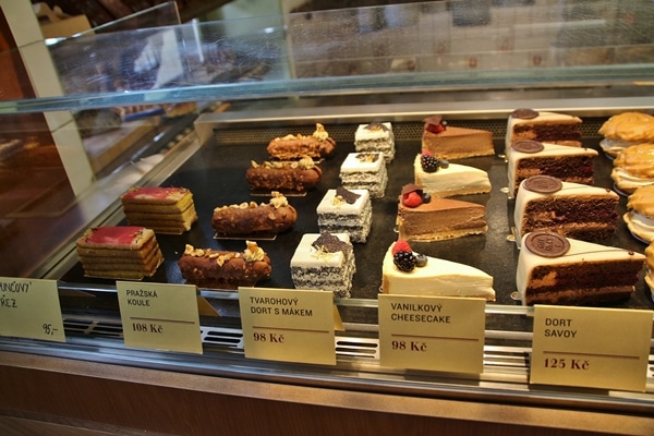 display case with pastries