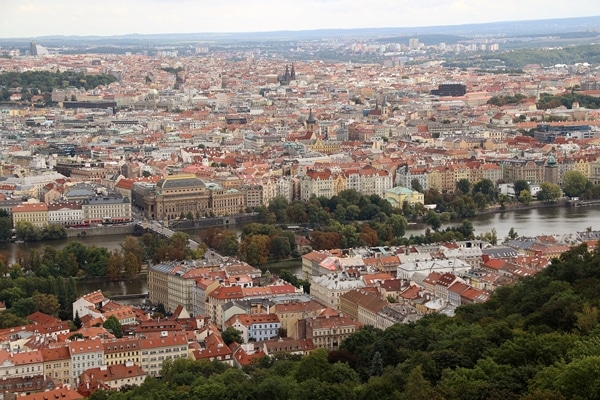 a wide view of Prague from Petrin Hill