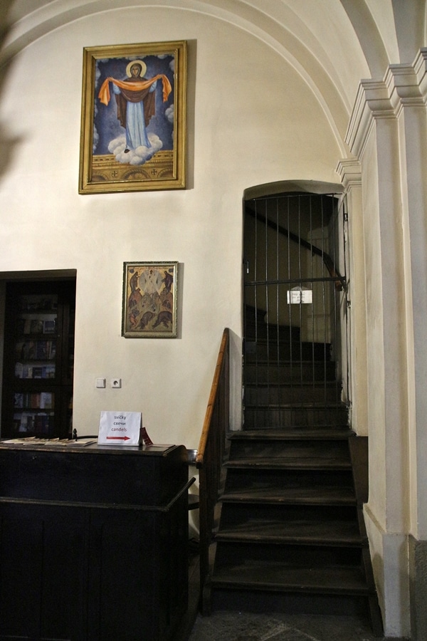 stairwell closed off by a gate