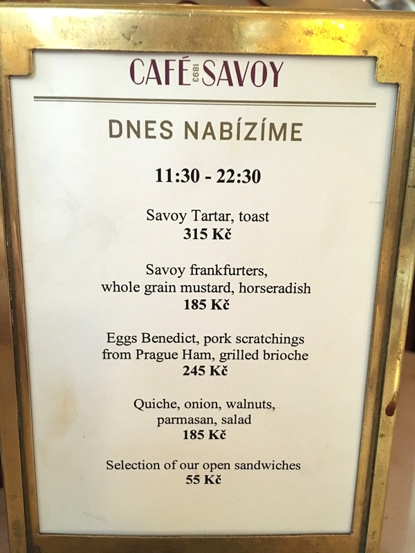 Cafe Savoy lunch specials menu