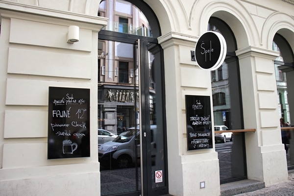 exterior of Spejle restaurant in Prague