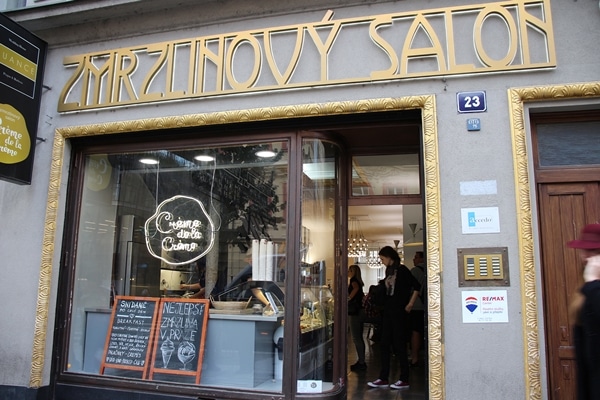 exterior of a Prague ice cream shop