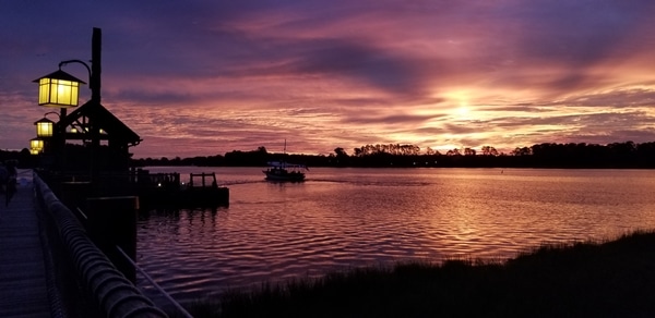 Sunrise over a lagoon.