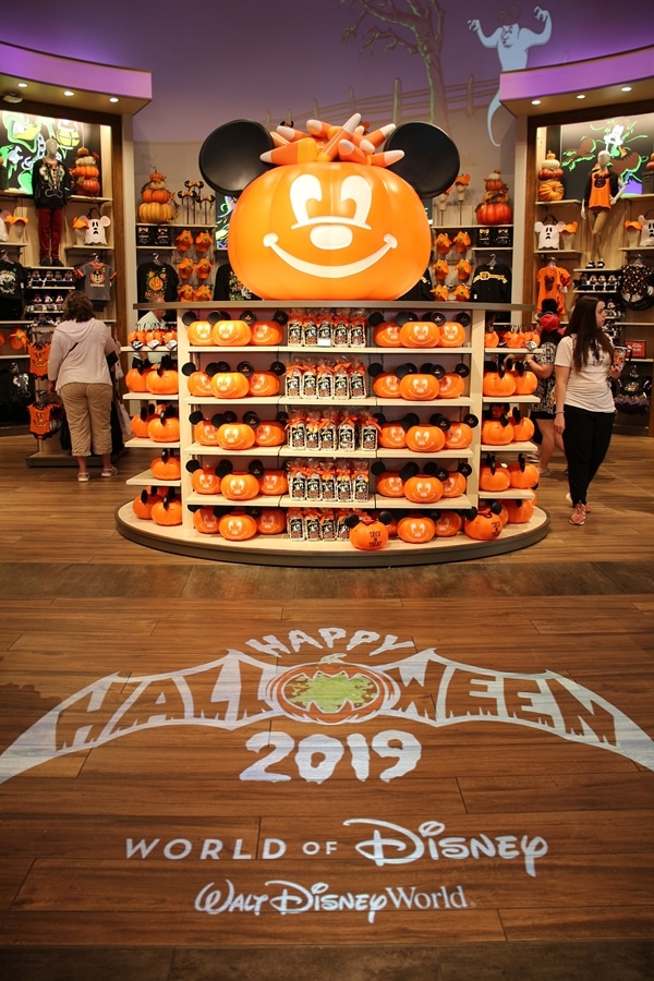 Halloween decorations in a Disney store.