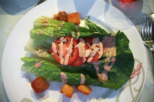 salad with romaine lettuce and tomatoes