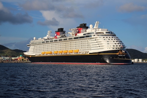 the Disney Fantasy cruise ship at port