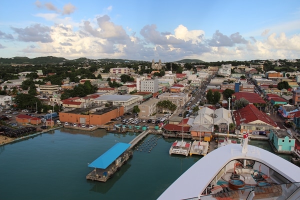 port area in Antigua, viewed from a cruise ship