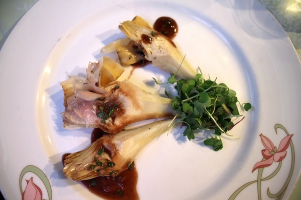 artichoke hearts on a white plate