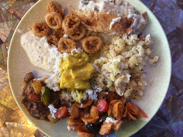 a plate of food from the cruise ship buffet