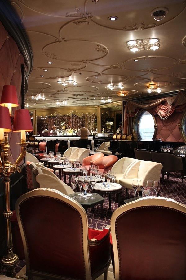 the interior of the Ooh La La Lounge on the Disney Fantasy cruise ship