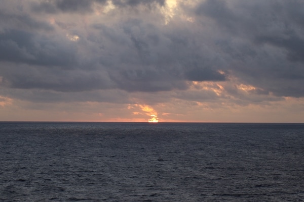 The sunrise over the Caribbean sea