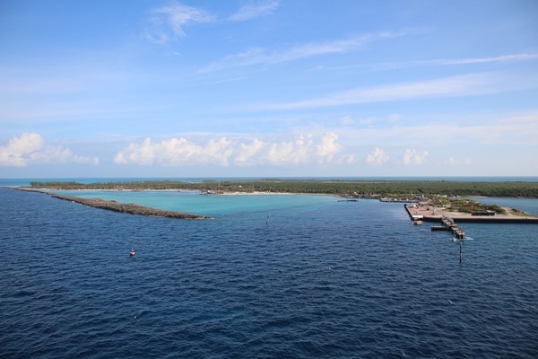 view of Castaway Cay from the Disney Fantasy cruise ship