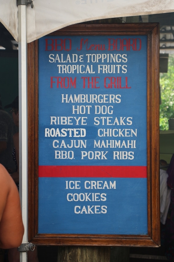 Castaway Cay lunch menu