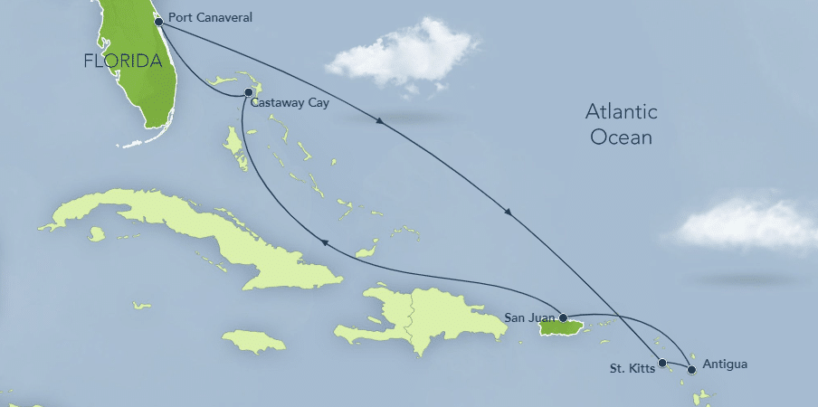 map of cruise itinerary