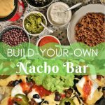 all the fixings for a nacho bar served in bowls