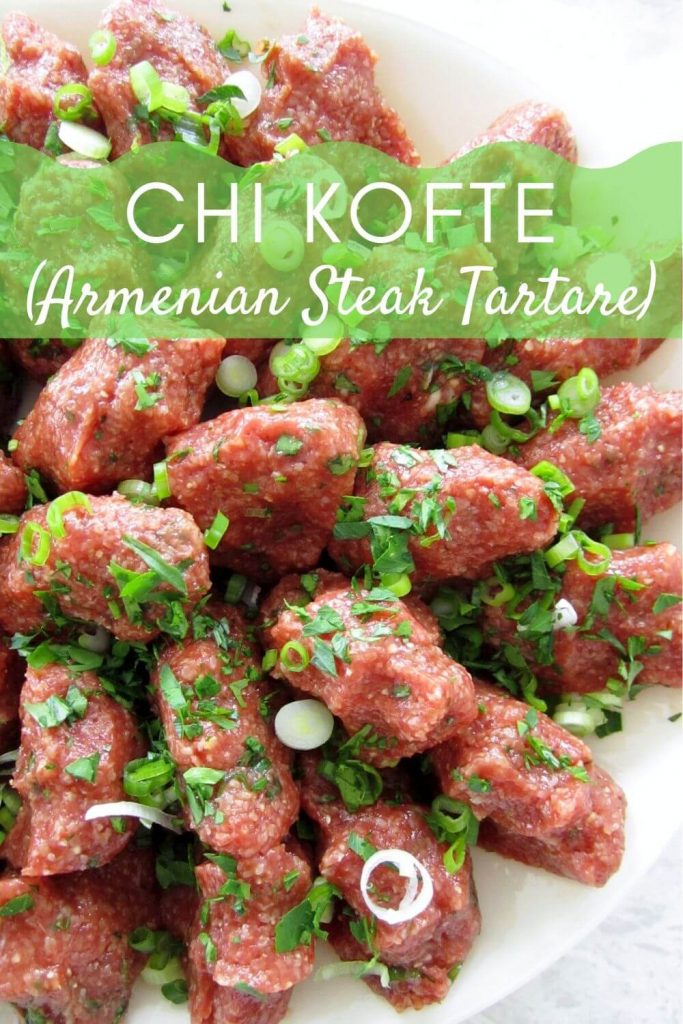 A platter of chi kofte (Armenian steak tartare)