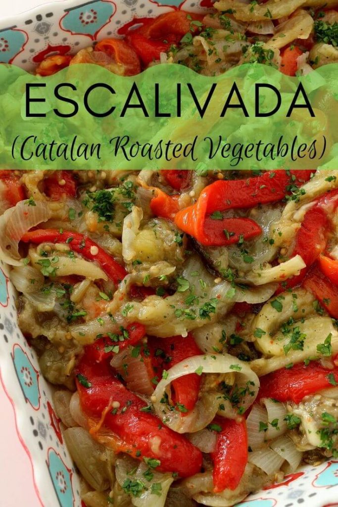 Roasted red peppers, eggplants, and onions with parsley, served in a decorative square dish
