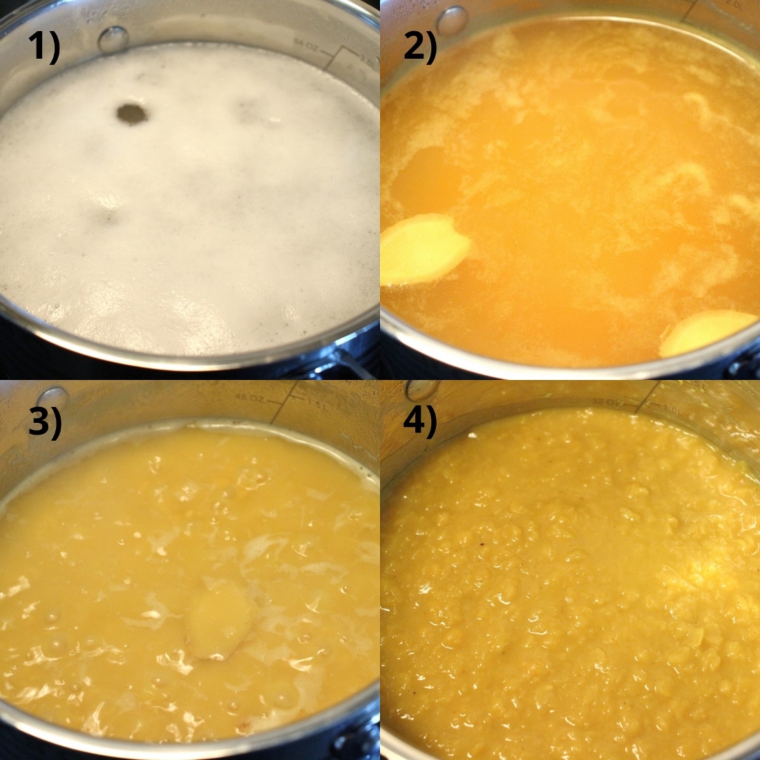 Step by step photos of cooking chana dal.