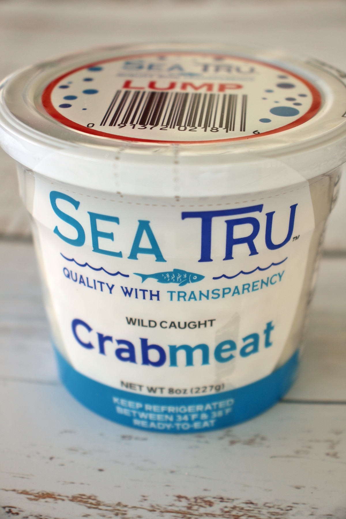 A package of lump crab meat by Sea Tru brand.