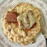 filet mignon with sauce and risotto on fine china