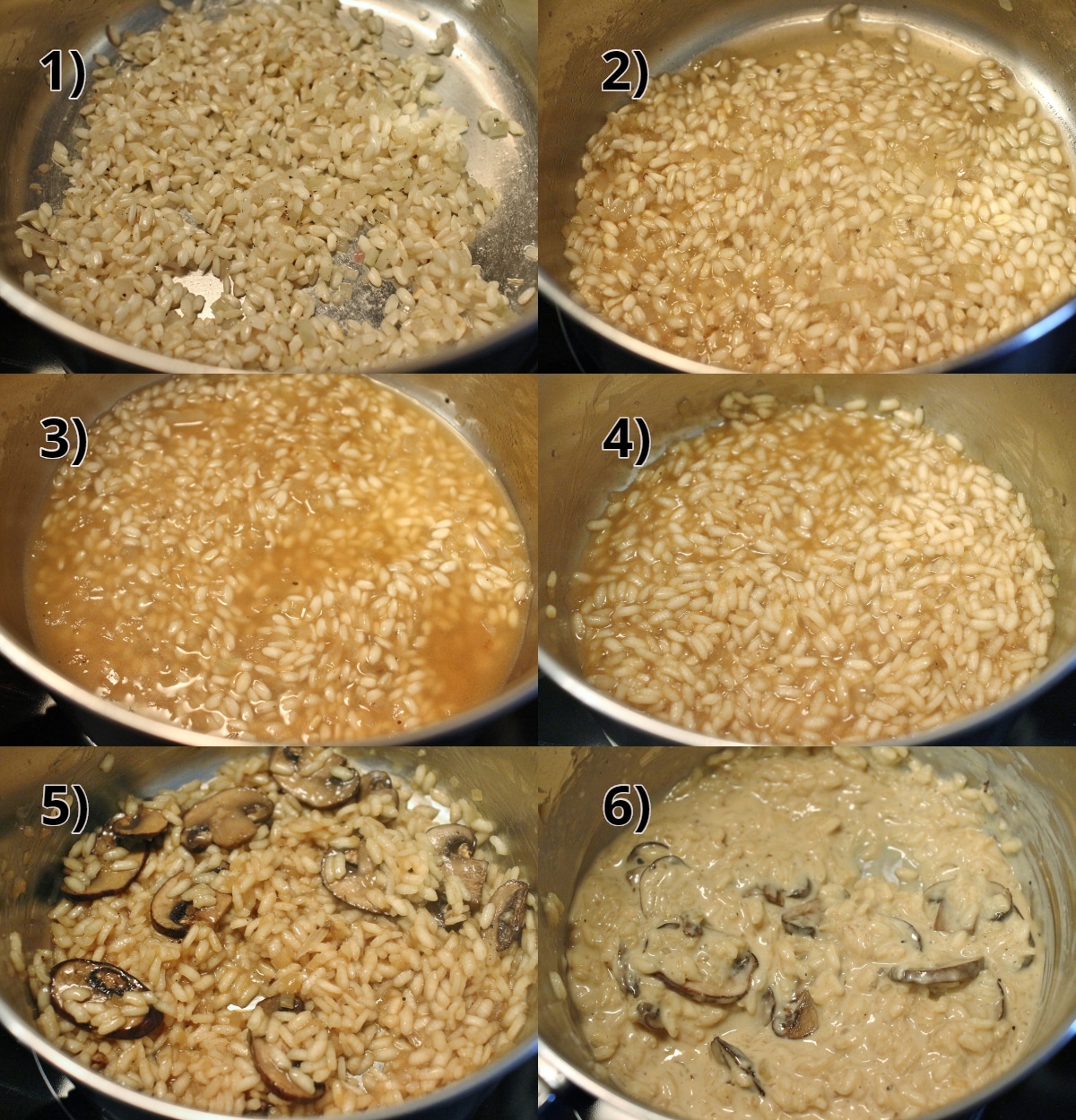 Step by step photos of how to make mushroom risotto