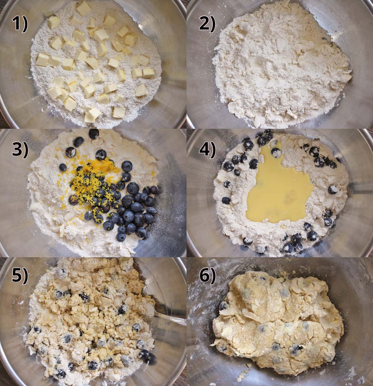 step by step photos of how to make blueberry lemon scone dough