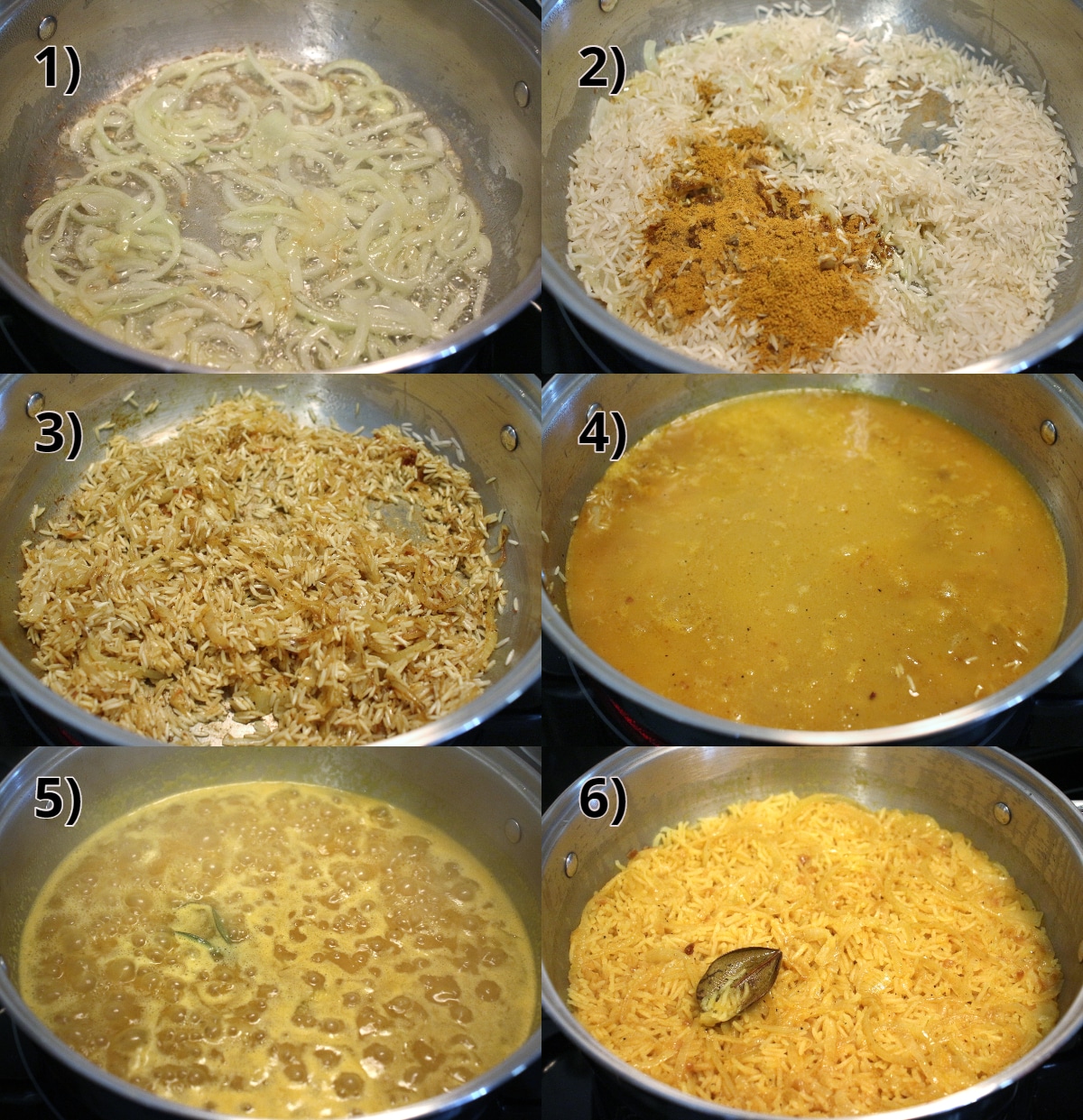 Step by step photos of how to make Caribbean curried rice pilaf with citrus