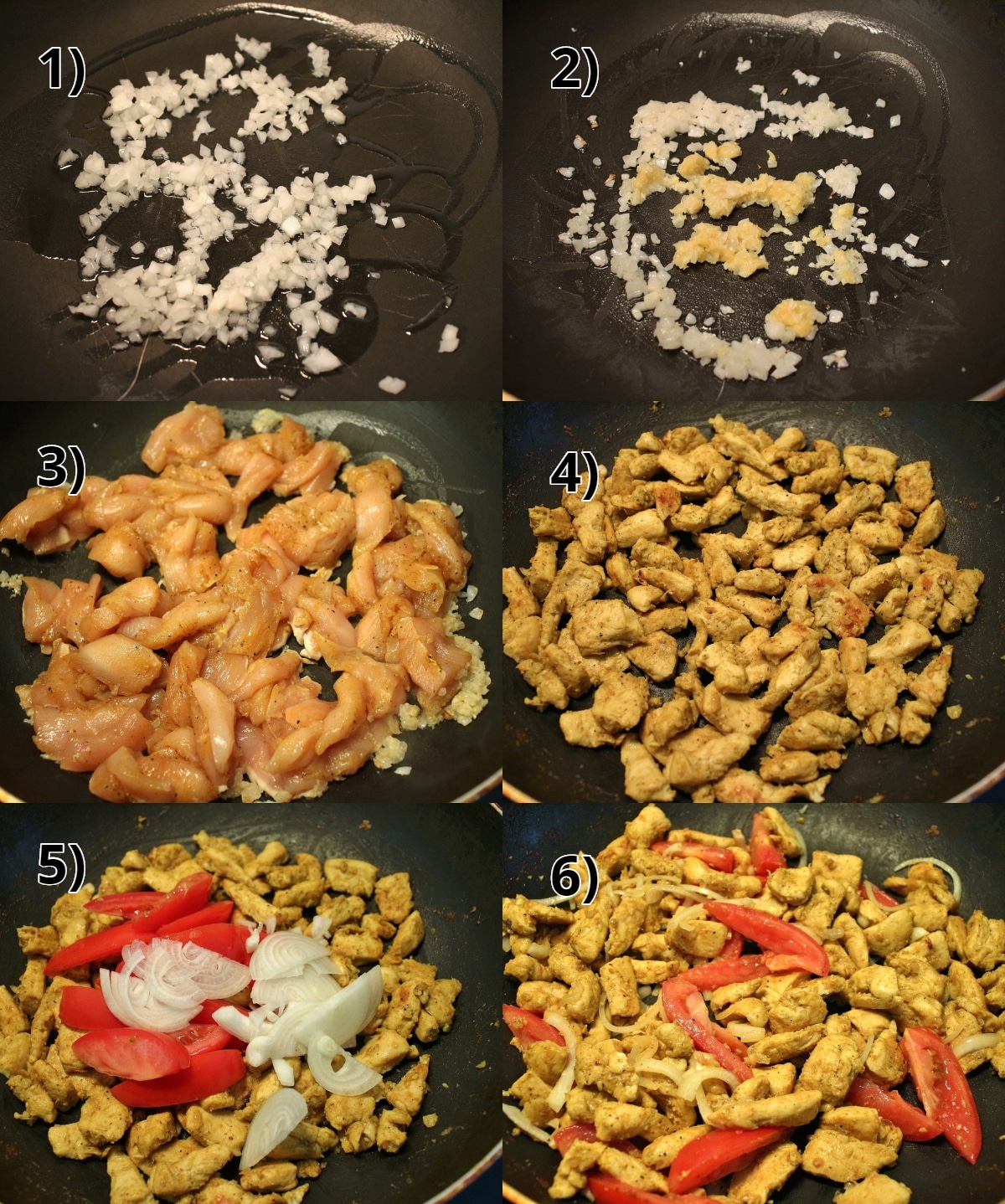 step-by-step photos of how to make Burmese chicken kebat stir-fry