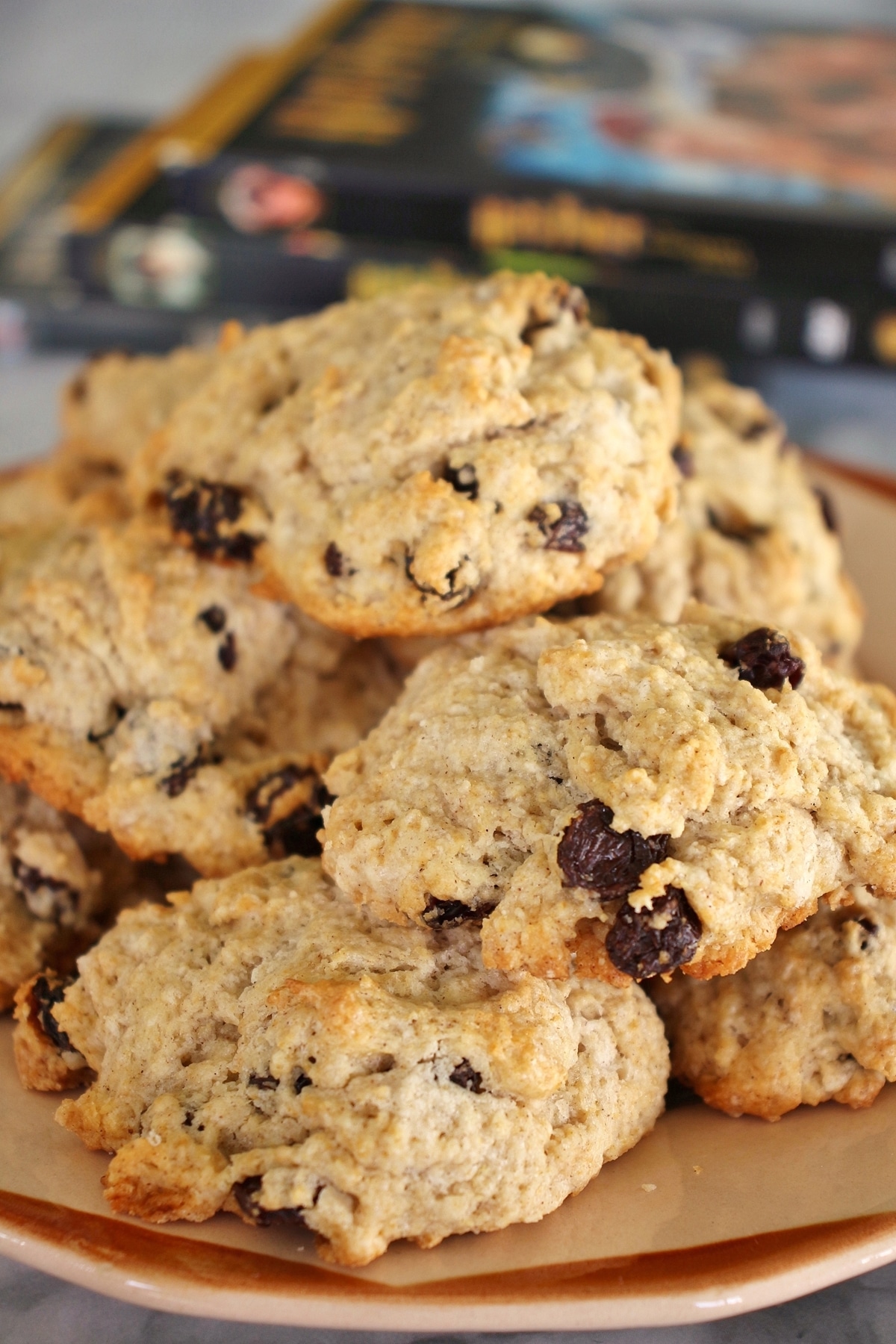 an antique plate piled high with British rock cakes