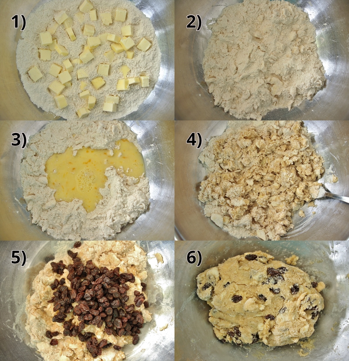 step by step photos of how to make dough for British rock buns