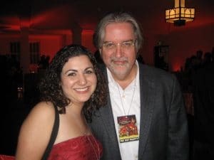 Victoria Kabakian and Matt Groening posing for a photo