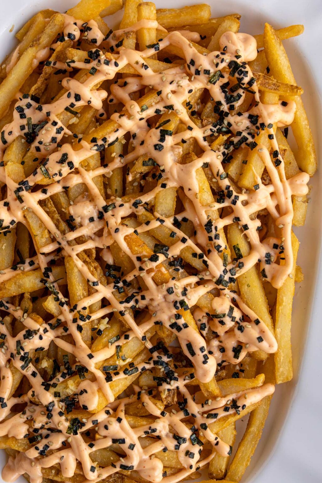 Volcano Fries (Garlic Fries with Sriracha Aioli and Furikake) - Mission ...