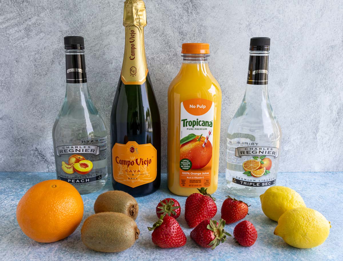 Ingredients for cava sangria.