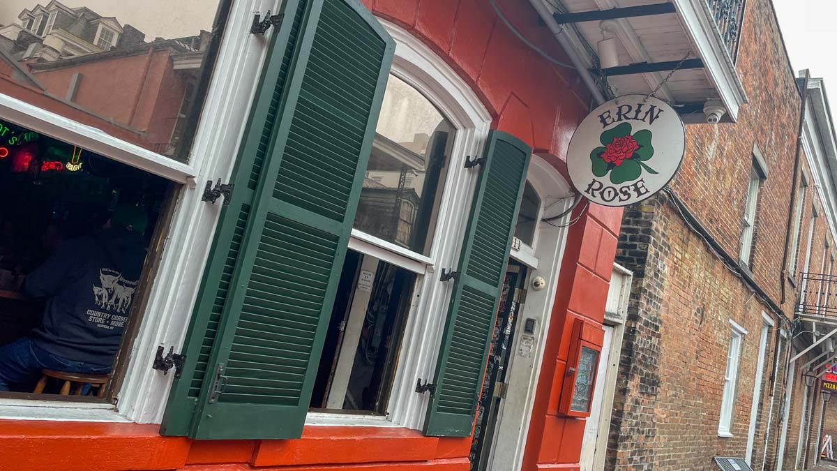 The exterior of Erin Rose Irish pub in New Orleans.