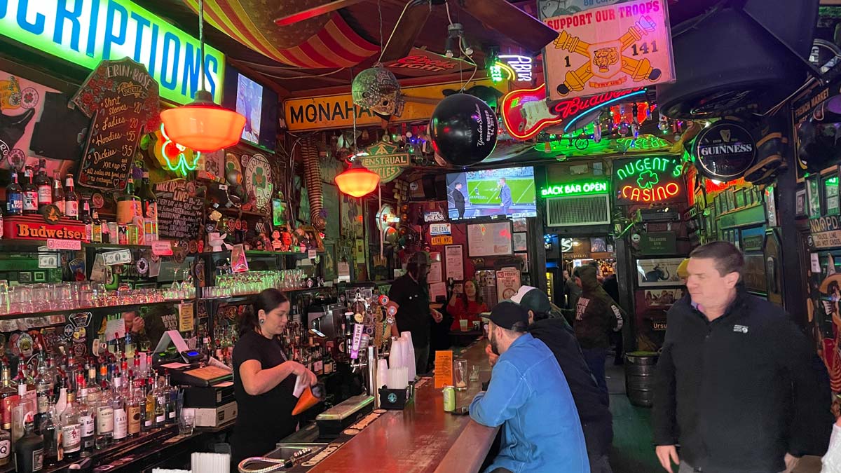 The interior of Erin Rose Irish pub in New Orleans.