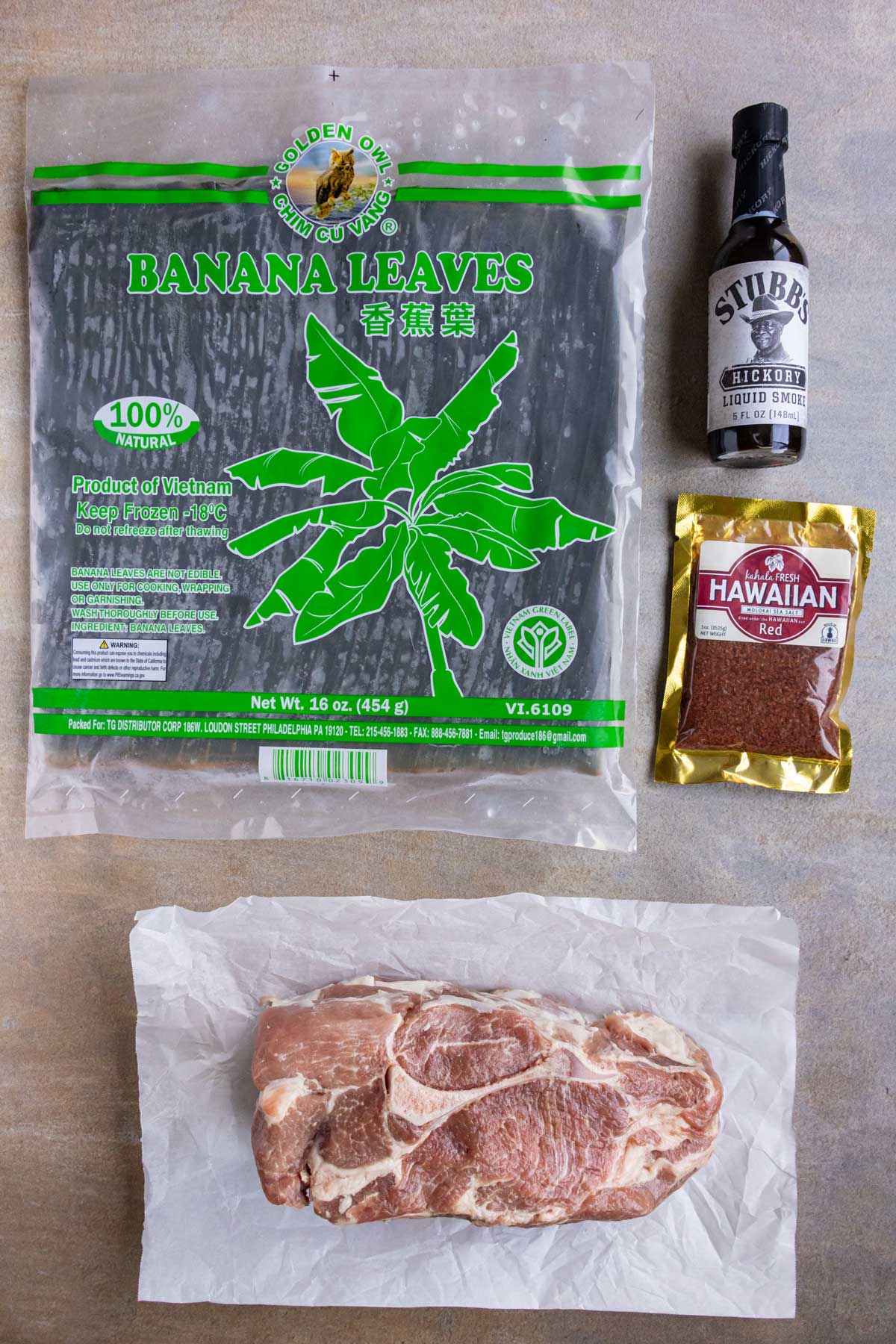 Ingredients for slow cooker kalua pork.