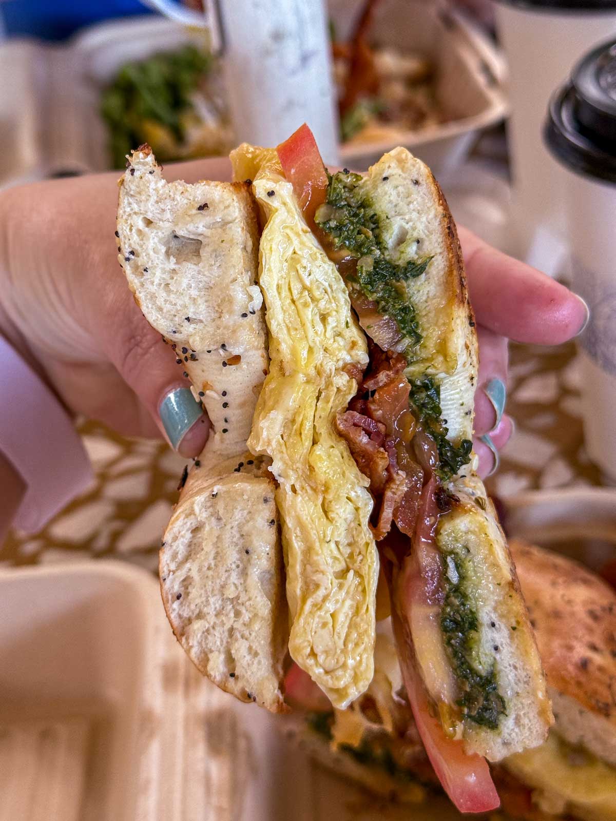 Cross-section of the Surfer Girl Sandwich at Java Kai in Kauai.